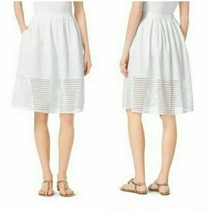 Michael Kors White Perforated Midi Skirt